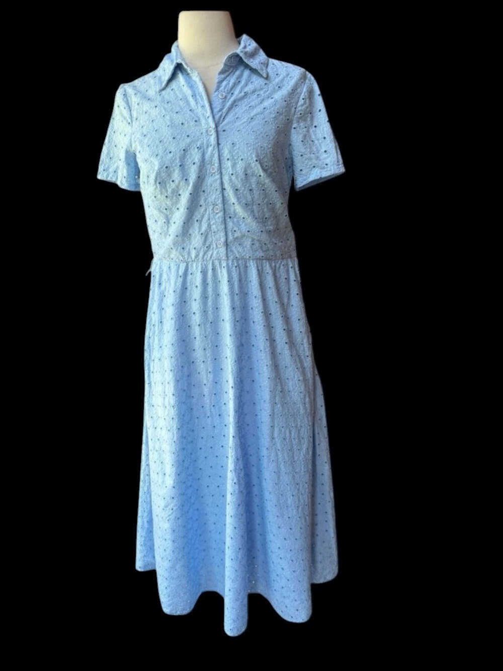 NWT Lauren Ralph Lauren Black Label‎ Eyelet Cotton Midi Shirt Dress